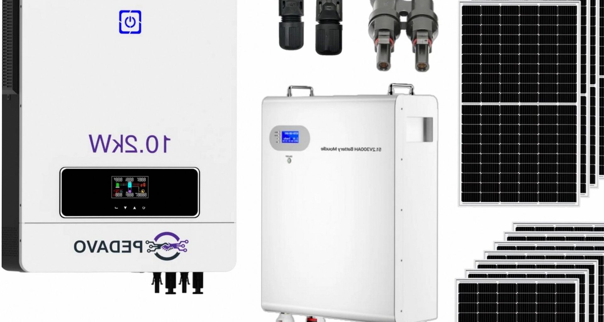 Kit Panouri Fotovoltaice Cu Invertor 10kw 20 Panouri Si Acumulator Lifepo4 15kw